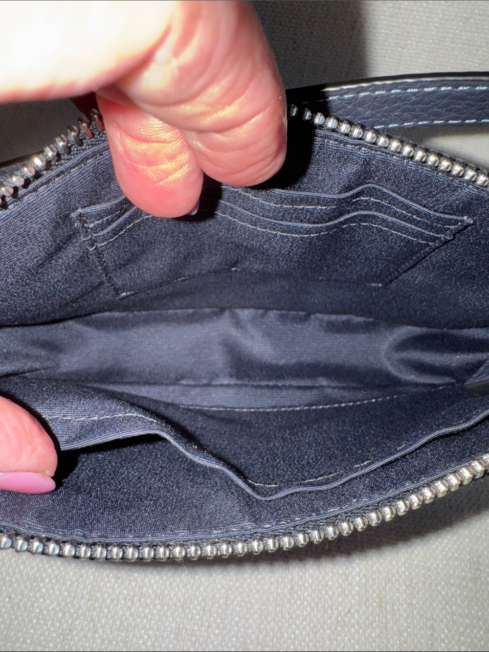 Coach Nolita Denim Studded Wristlet - Dark Blue.  Like new  💗Free bag charm 💗 - Picture 3 of 7